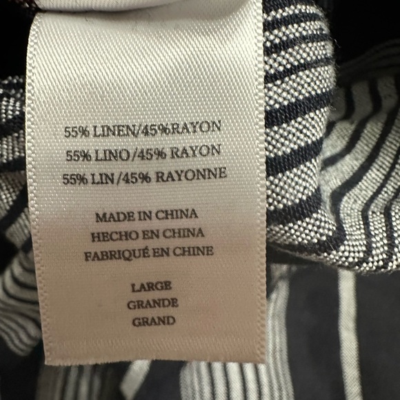 Rails Angela Striped Linen Blend Pants Jumpsuit. Size Large. Dark Navy and White - Picture 5 of 8